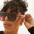 Aviator Sunglasses Without Nose Pads - Oversized sustainable sunglasses for Women - Ivy Luxe Ruby - Model 2