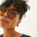 Tangle free Aviator Sunglasses Without Nose Pads - Oversized sustainable sunglasses for Women - Ivy Luxe Yellow - Model 2 - Topfoxx