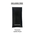Topfoxx Sunglasses Matrix Cat Eye White Frame Smoke Black Lens Protective Leather Pouch Case