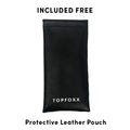 Topfoxx Prescription Glasses Blue Light Blockers Betty Rose Gold Protective Leather Pouch Case