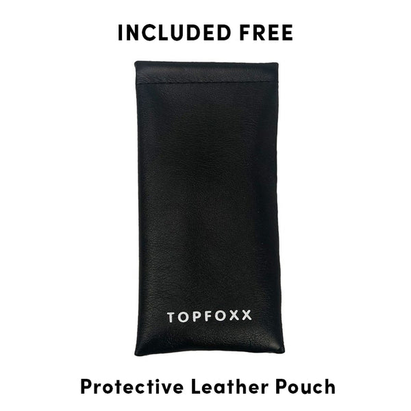 Topfoxx Prescription Glasses Blue Light Blockers Stephanie Black Protective Leather Pouch Case