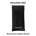 Topfoxx Blue Light Blockers Glasses Stephanie Cat Eye Tortoise Shell Protective Leather Pouch Case