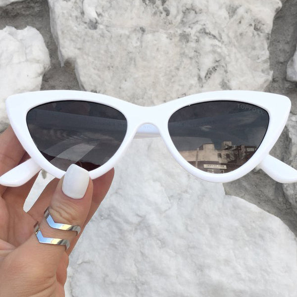 Topfoxx Sunglasses Matrix Cat Eye White Frame Smoke Black Lens