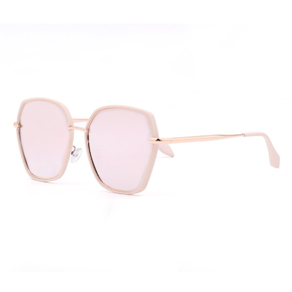 TopFoxx - Maya - Oversized Polarized Rose Gold Womens Sunglasses- Mirrored Sunglasses 