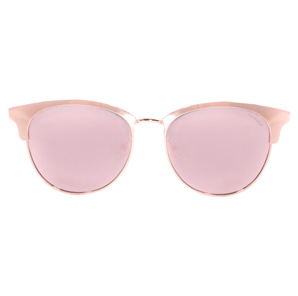 TopFoxx - Marilyn - Round Rose Gold Mirrored Polarized Womens Sunglasses - Polarized Sunnies