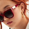 TopFoxx - Coco - Red Velvet Square Oversized Sunglasses for Women - faded sunglasses lenses - Model 2