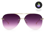 Smaller Megan 2 - Faded Purple & Pink Metal Aviator Sunglasses