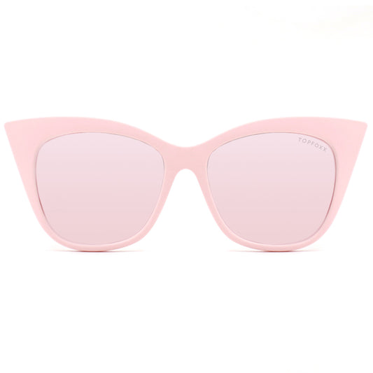 Topfoxx Women's Trendy Bestselling Cat Eye Sunglasses New York Venice Cateye Pink Frame Rose Gold Lens