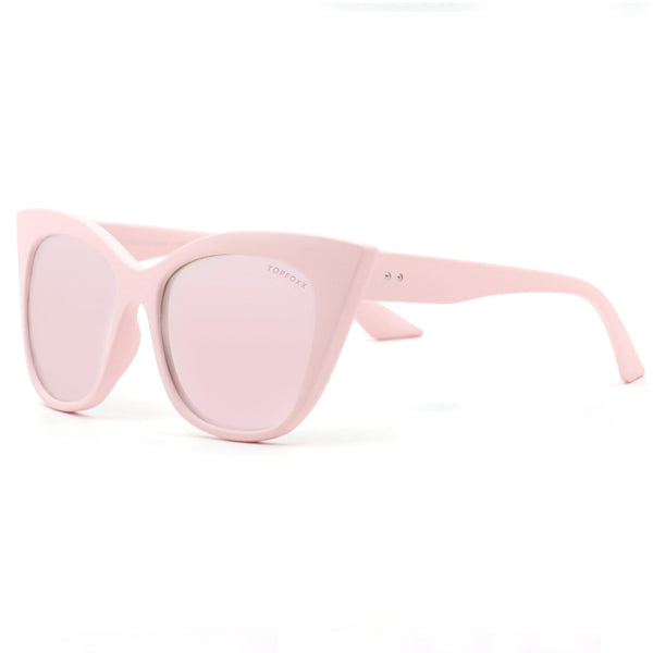 TopFoxx Venice Cat Eye Pink Rose Gold Women's Oversized Sunglasses - Side Profile