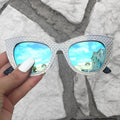 Topfoxx Sunglasses Selena Cat Eye Blue Lens Silver Frame