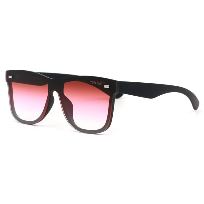 Topfoxx - Future Wife - Black and Ruby Oversized Sunglasses For Women - Burgendy Wayfarers Shades - Side Details