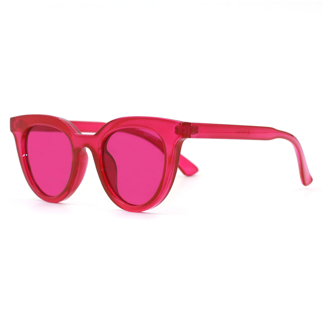 TopFoxx - Brittany Pink Flamingo - Round Sunglasses for Women - Pink Sunglasses - Side Profile