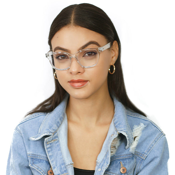 Anti Blue Light Square Glasses for Women - Stella Black - Model - TopFoxx