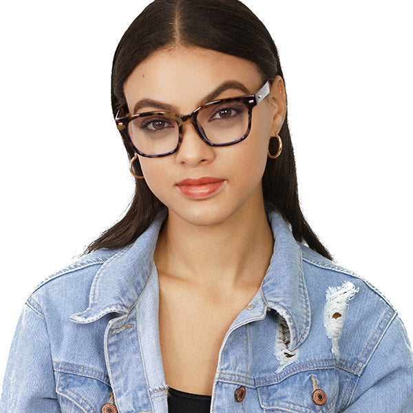 Square Anti Blue Light Glasses for Women - Stella Tortoise - Model - TopFoxx