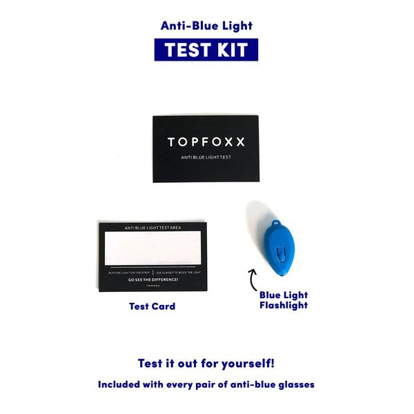 Topfoxx Blue Light Blockers Glasses Stella Black Test Kit