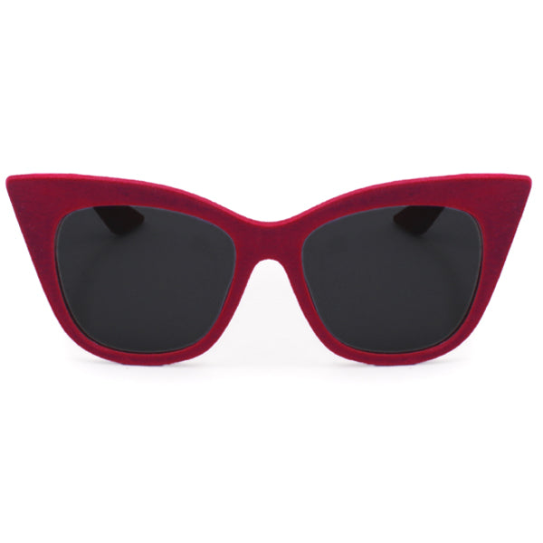 TopFoxx - Venice Red Velvet - Oversized Cat Eye Sunglasses for Women