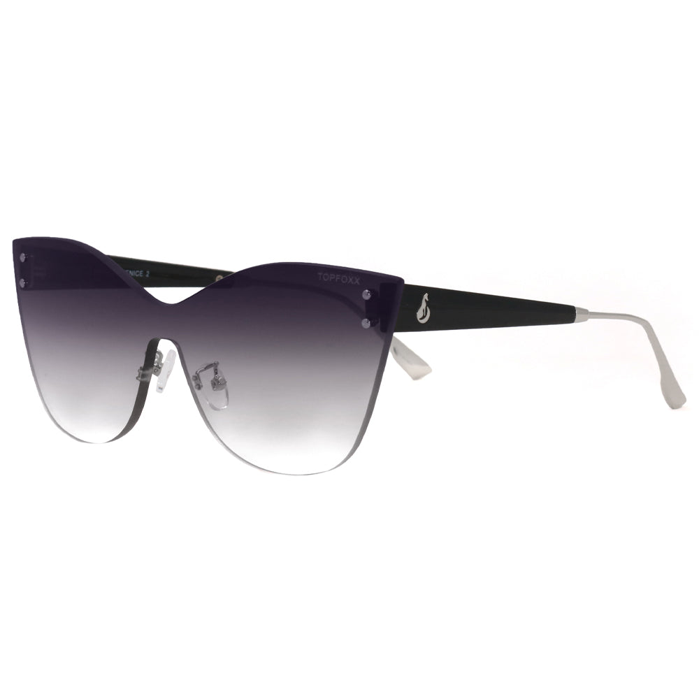 TopFoxx - Venice 2 Faded Black - Oversized Cat Eye Sunglasses for Women - Side Details