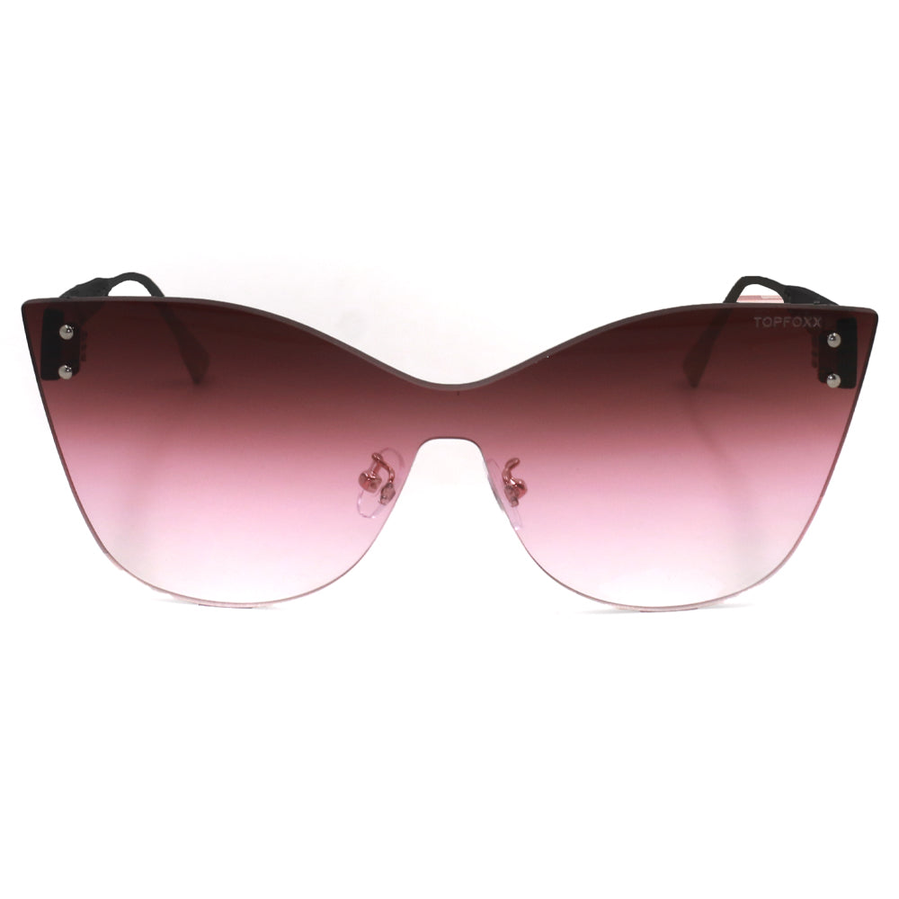 TopFoxx - Venice 2 Faded Burgendy - Oversized Cat Eye Sunglasses for Women